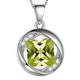 Round Birthstone August Peridot Necklace Pendant - Necklaces - Aurora Tears